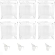 Kit 6 Potes Acrílico Quadrado c/ Tampa 7,4l+ 6 Conchas 300ml
