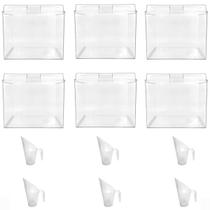 Kit 6 Potes Acrílico Quadrado com Tampa 3,3l+ Conchas 100ml