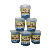 Kit 6 Potes Areia Magica Cor Azul 200g Acrilex Art Kids