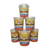 Kit 6 Potes Areia Magica Cor Laranja 200g Acrilex Art Kids