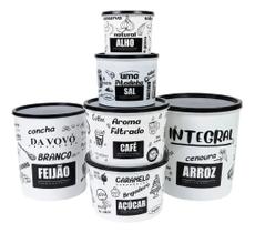 Kit 6 Potes Arroz Feijao Cafe Acucar Sal Alho Vedacao Bpafre