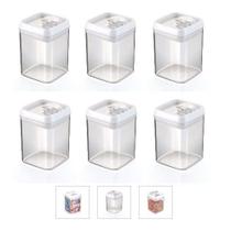 Kit 6 Potes Bolacha Acrílico Quadrado 1,7 L Mantimentos