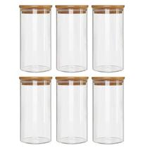 Kit 6 Potes Borossilicato Hermético Tampa Bambu 600Ml Class Kit 6 Potes Borossilicato Hermético Tampa Bambu 600Ml Class