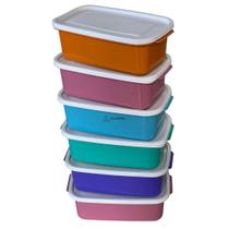 Kit 6 Potes Com Tampa Conjunto Plástico 0,600 ml Mantimento Vasilha Cores Variadas Kit 6 Potes Com Tampa Conjunto Plástico 0,600 ml Mantimento Vasilha Cores Variadas