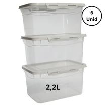 Kit 6 Potes Com Tampa e Trava 2,2L Alto Off White Kit 6 Potes Com Tampa e Trava 2,2L Alto Off White