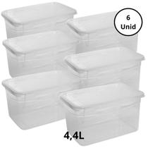 Kit 6 Potes Com Tampa e Trava 4,4L Transparente Kit 6 Potes Com Tampa e Trava 4,4L Transparente