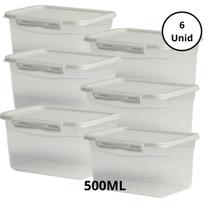 Kit 6 Potes Com Tampa e Trava 500ML Off White Kit 6 Potes Com Tampa e Trava 500ML Off White