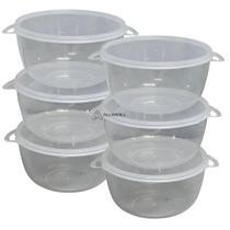 Kit 6 Potes Cristal de Plástico Bowls Organizadores 1 litro para Mantimentos Tigela Bowls com Tampa Cozinha, Multiuso Or Kit 6 Potes Cristal de Plástico Bowls Organizadores 1 litro para Mantimentos Tigela Bowls com Tampa Cozinha, Multiuso Or