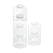 Kit 6 Potes de Plástico Empilháveis C/ Tampa Branco Lyor