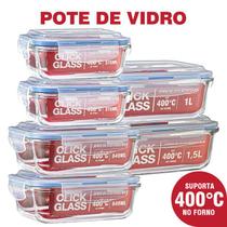 Kit 6 potes de vidro 100% herméticos Qualidade Click Glass