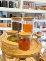 kit 6 potes de vidro 200ML para mantimentos herméticos com Tampa de Bambu conjunto