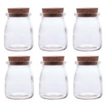 Kit 6 Potes De Vidro Borossilicato 190ml Com Tampa Rolha Porta Tempero Mantimentos Grãos Organizador Cozinha Bancada Armário Resistente Ao Calor