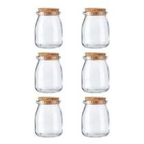 Kit 6 Potes de Vidro Com Tampa de Rolha 100ml Kit 6 Potes de Vidro Com Tampa de Rolha 100ml