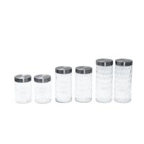 Kit 6 potes de vidro com tampa inox bolhas redondo 1300ml, 1700ml e 2200ml - Mozcada