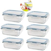 Kit 6 Potes De Vidro Hermético Com Trava E Vedação 840 Ml