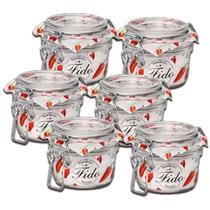 KIT 6 Potes de Vidro Hermético Original FIDO Terrina 125 ml 80 mm Multiuso