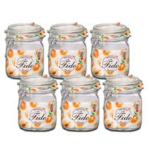 KIT 6 Potes de Vidro Hermético Original FIDO Terrina 750 ml Ø 10,5 mm Multiuso