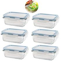 Kit 6 Potes De Vidro Hermético Retangular 640Ml