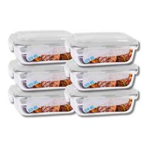 Kit 6 Potes De Vidro Marmita C/ Tampa Hermético 640ml Oferta