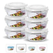 KIT 6 Potes de Vidro Redondo com Tampa Hermética 400ml