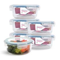 Kit 6 Potes De Vidro Redondo Com Tampa Hermética 620ml