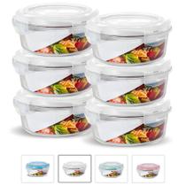 KIT 6 Potes de Vidro Redondo com Tampa Hermética Vedação Marmita Fitness 950ml