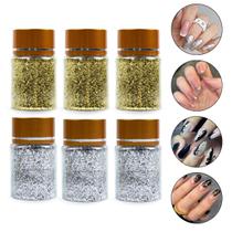Kit 6 Potes Folhas de Ouro Picada 3 Prata 3 Dourado Unhas Decoradas Manicure Nail Art Nail Designer Kit 6 Potes Folhas de Ouro Picada 3 Prata 3 Dourado Unhas Decoradas Manicure Nail Art Nail Designer