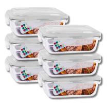 Kit 6 Potes Hermetico Vidro 1040ml Marmita Tampa 4 Travas