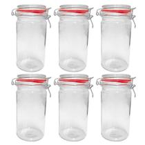 Kit 6 Potes Hermético Vidro Trava Metal 1000ml Class Home Kit 6 Potes Hermético Vidro Trava Metal 1000ml Class Home