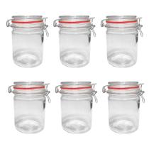 Kit 6 Potes Hermético Vidro Trava Metal 750ml Class Home