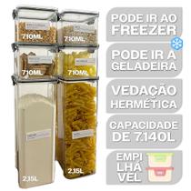 Kit 6 Potes Herméticos 2 POTES 2,15L 4 POTES 710ml Trava Reforçada Vedado