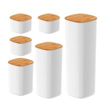 Kit 6 Potes Herméticos 3X 0,45L, 1L, 1,5L E 2L Tampa Bambu