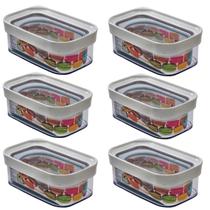 Kit 6 Potes Herméticos 450ml Para Lanche e Alimentos Kit 6 Potes Herméticos 450ml Para Lanche e Alimentos