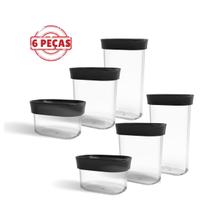 Kit 6 Potes Herméticos Acrílico Porta Mantimentos Cozinha