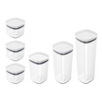 Kit 6 potes Herméticos BLOCK Porta alimentos com tampa vedação OU Kit 6 potes Herméticos BLOCK Porta alimentos com tampa vedação OU