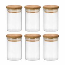 Kit 6 Potes Herméticos Boro C/Tampa Bambu 110ml - Tuut