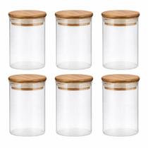 Kit 6 Potes Herméticos Boro C/Tampa Bambu 150ml - Tuut