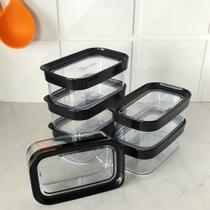 Kit 6 Potes Herméticos de 450ml em Policarbonato Helsim