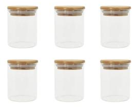 Kit 6 Potes Herméticos De Vidro Com Tampa De Bambu 220ml