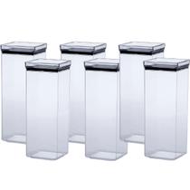 Kit 6 Potes Herméticos Mantimentos Alimentos Quadrado Cozinha 2,2L