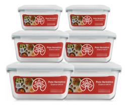 Kit 6 Potes Herméticos Marmita Variados 1040ml, 640ml, 370ml Transparente