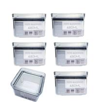 Kit 6 Potes Herméticos Quadrado 480ml Empilháveis Kit 6 Potes Herméticos Quadrado 480ml Empilháveis
