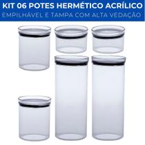 Kit 6 Potes Herméticos Redondo Lumini 480ml /1000ml /2200ml