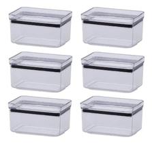 Kit 6 Potes Hermeticos Retangular Empilháveis Multiuso Mantimento Acrilico Atoxico 580ml Kit 6 Potes Hermeticos Retangular Empilháveis Multiuso Mantimento Acrilico Atoxico 580ml