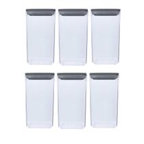 Kit 6 Potes Herméticos Retangulares 1,5L cada Plástico Plasvale Porta Mantimentos Transparente Kit 6 Potes Herméticos Retangulares 1,5L cada Plástico Plasvale Porta Mantimentos Transparente