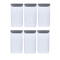 Kit 6 Potes Herméticos Retangulares 1,5L cada Plástico Plasvale Porta Mantimentos Transparente