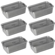 Kit 6 Potes Herméticos Slim Multiuso 2.570 ML Cinza Kit 6 Potes Herméticos Slim Multiuso 2.570 ML Cinza