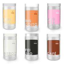 Kit 6 Potes Mantimentos Premium 1,8 litros Organizadores Kit 6 Potes Mantimentos Premium 1,8 litros Organizadores