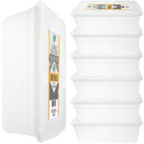 kit 6 Potes Médio 1500ml Incolor freezer microondas BPA free