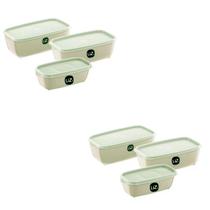 Kit 6 Potes Para Alimentos Plástico 5L/3L/1,5L Branco Kit 6 Potes Para Alimentos Plástico 5L/3L/1,5L Branco